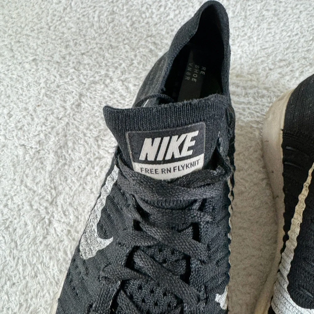 Nike Free RN Flyknit Shoes Mens Size 9.5 Black Running Sneakers 831069-001 Used